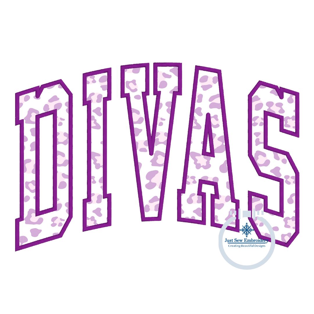 DIVAS Arched Satin Applique Embroidery Design Satin Outline Eight Sizes 5x7, 8x8, 5x12, 6x10, 9x9, 7x12, and 8x12 Hoop