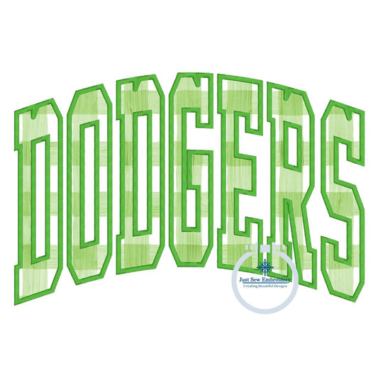 DODGERS Arched Applique Embroidery Design Machine Embroidery Satin Edge Five Sizes 5x7, 8x8, 6x10, 7x12 and 8x12 Hoop (Copy)