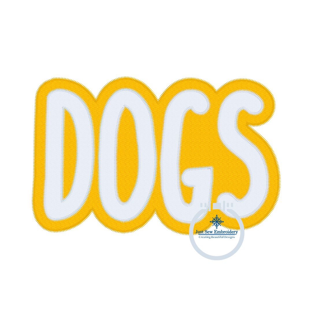 DOGS Two Layer Applique Embroidery Design Machine Embroidery Two Color ZigZag Edge 8x12 Hoop