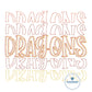 DRAGONS Script Repeat Bean Stitch Embroidery Design Machine Embroidery Five Sizes 5x7, 6x10, 8x8, 7x12, and 8x12 Hoop