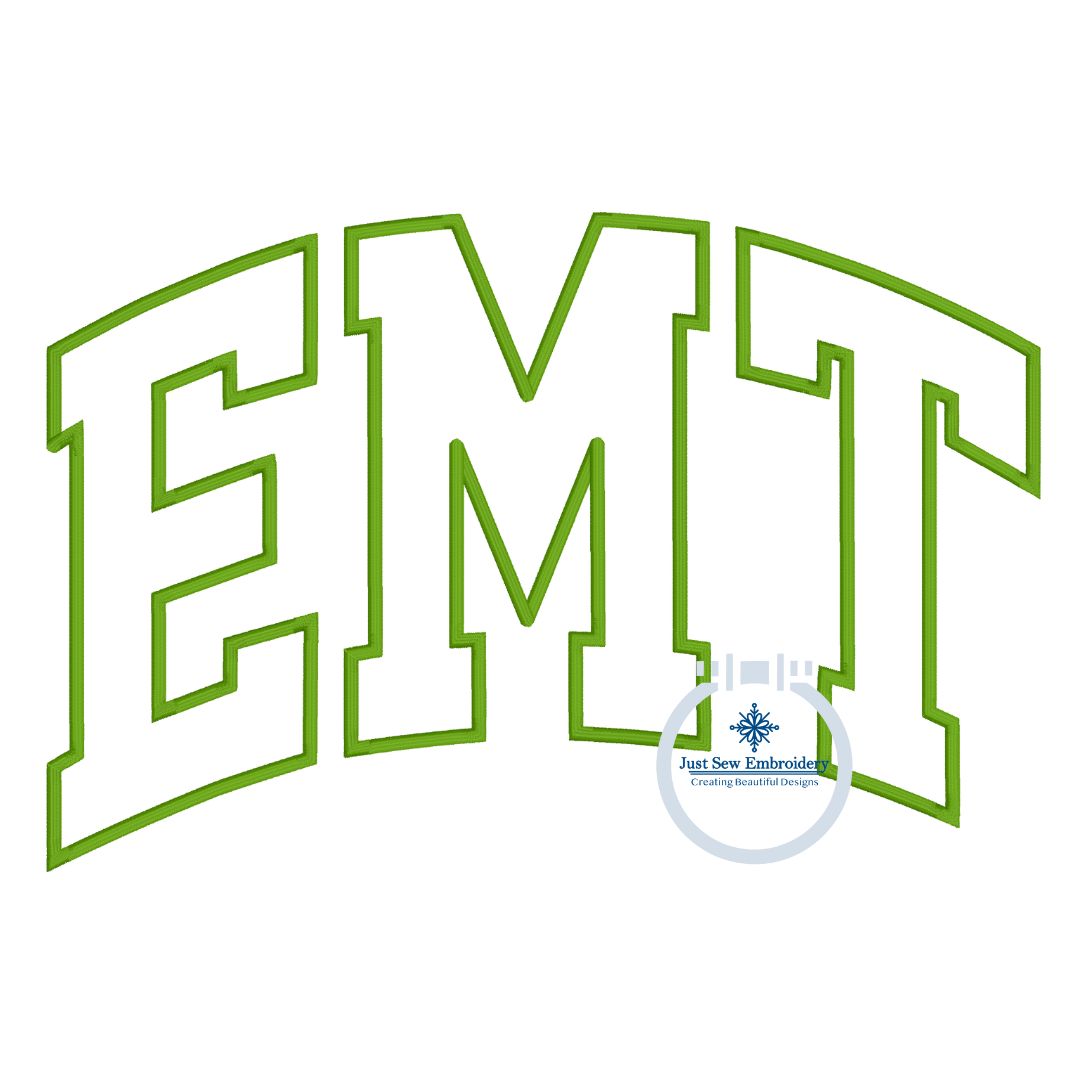 EMT Arched Satin Applique Embroidery Design Five Sizes 5x7, 8x8, 6x10, 7x12, and 8x12 Hoop