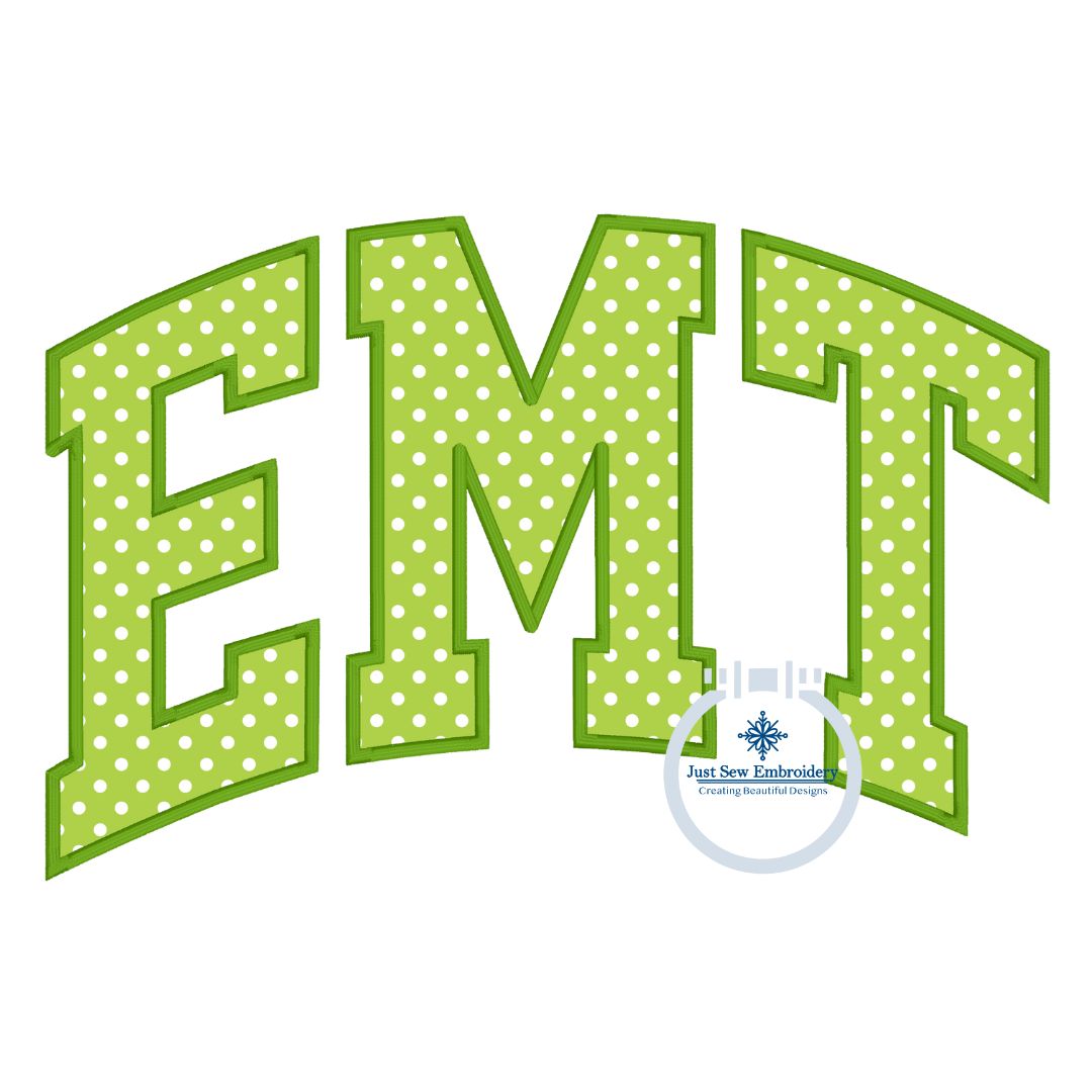 EMT Arched Satin Applique Embroidery Design Five Sizes 5x7, 8x8, 6x10, 7x12, and 8x12 Hoop