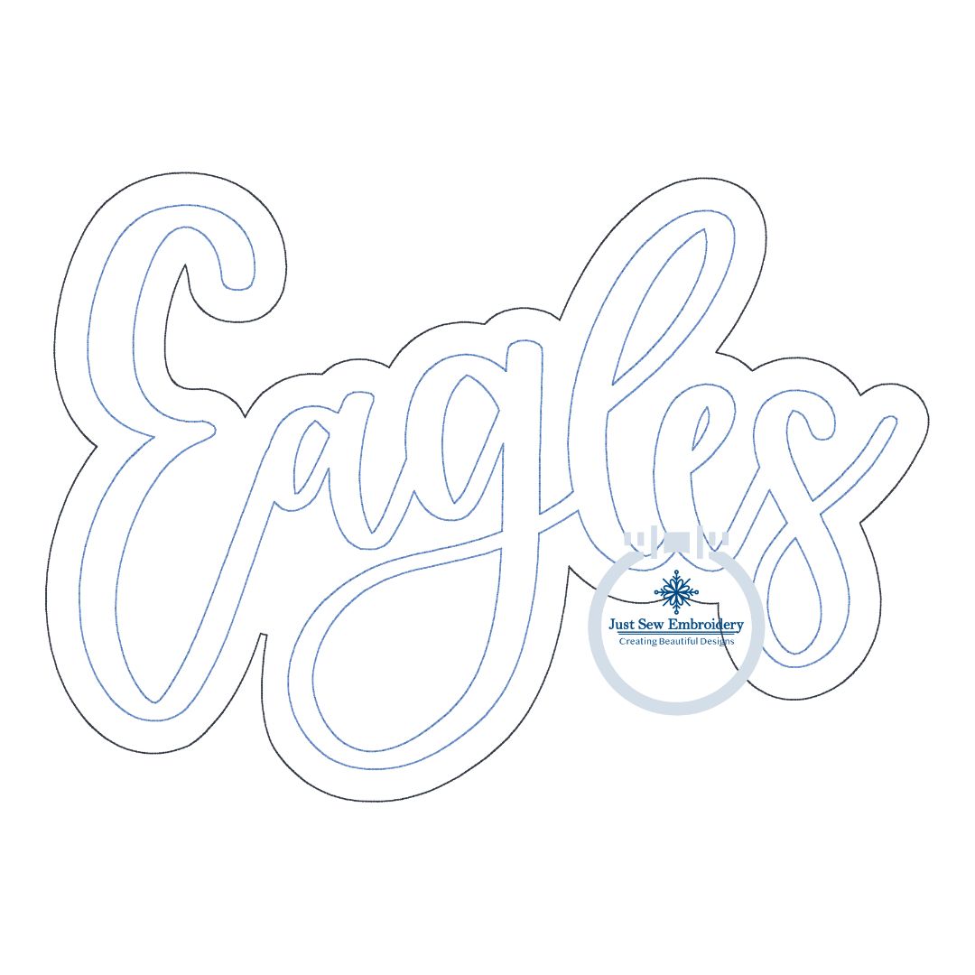 EAGLES Double Raggy Applique Embroidery Design Script Bean Stitch Edge Five Sizes 5x7, 8x8, 6x10, 7x12, and 8x12 Hoop