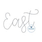 East Script Chenille Yarn Applique Embroidery Script Design Five Sizes 5x7, 8x8, 6x10, 7x12, and 8x12 Hoop