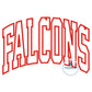 FALCONS Arched Applique Embroidery Design Machine Embroidery Satin Edge Three Sizes 6x10, 7x12, 8x12 Hoop