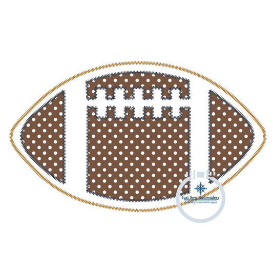 Football Double Layer Applique Embroidery Design Zigzag Stitch Four Sizes 5x7, 8x8, 6x10, and 7x12