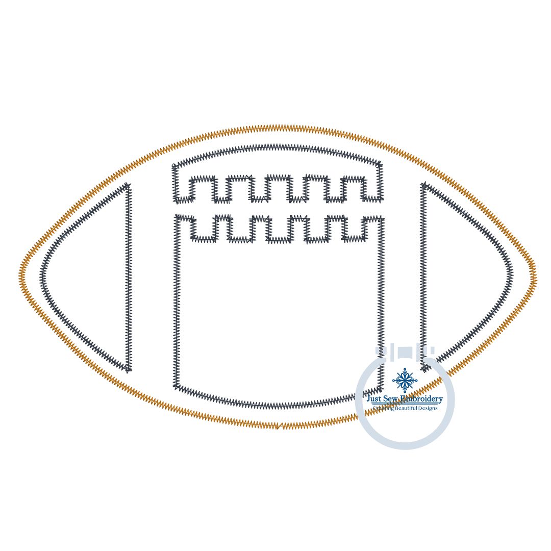 Football Double Layer Applique Embroidery Design Zigzag Stitch Four Sizes 5x7, 8x8, 6x10, and 7x12