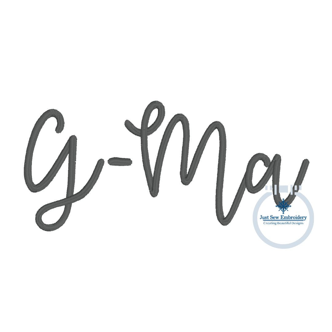 G-Ma Grandma Script Embroidery Design Satin Stitch 4x4 Hoop