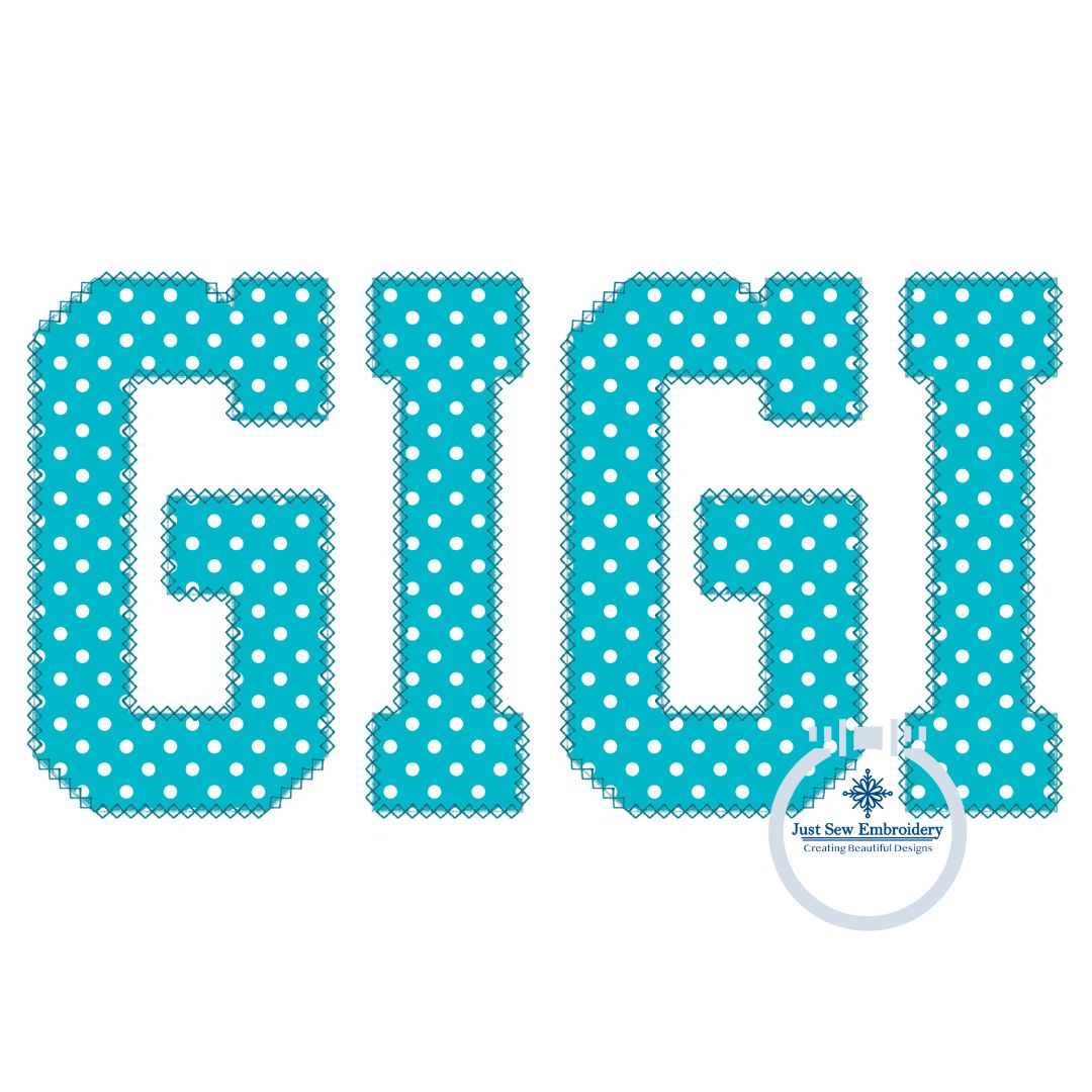 GIGI Academic Diamond Applique Embroidery Design Grandma Grandmother Mother's Day Gift Five Sizes 5x7, 8x8, 9x9, 6x10, 7x12 Hoop