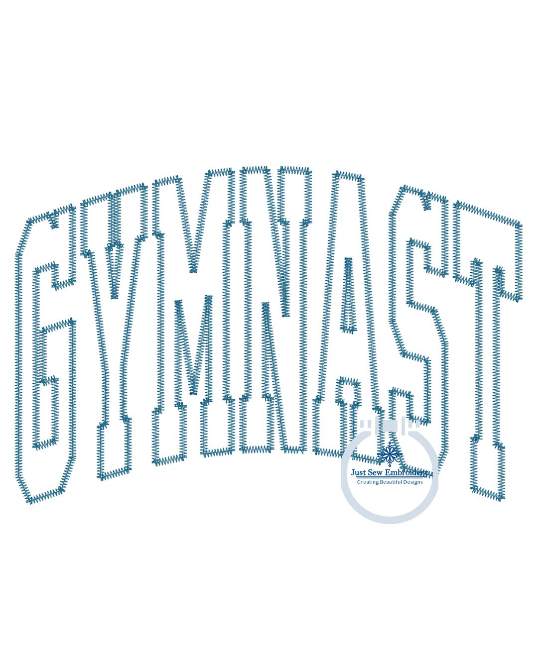 Gymnast Arched ZigZag Applique Embroidery Six Sizes 5x7, 8x8, 6x10, 9x9, 7x12, and 8x12 Hoop