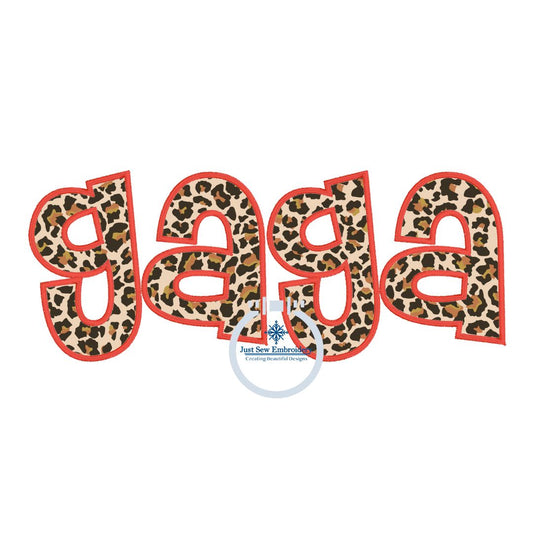 Gaga Applique Embroidery Design Satin Edge Stitch Grandma Mother's Day Gift 8x12 Hoop