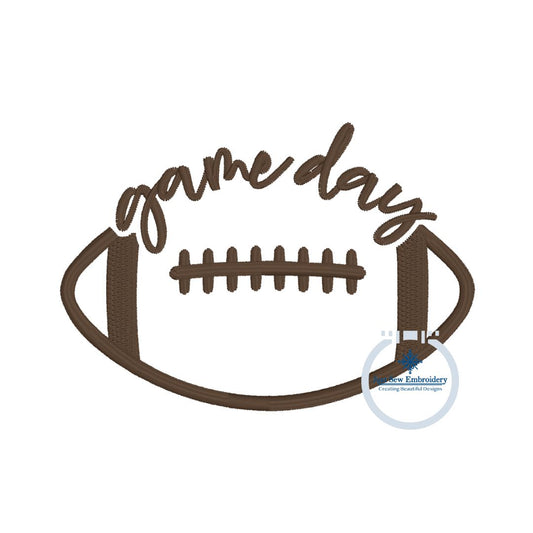 GAME DAY Football Embroidery Machine Design Five Sizes 3, 3.5, 4, 4.5, and 5 inches