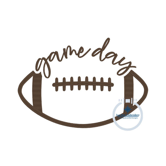 GAME DAY Large Football Embroidery Machine Design Five Sizes 5x7, 8x8, 6x10, 7x12, and 8x12 Hoop