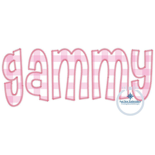 Gammy Applique Embroidery Design ZigZag Stitch Grandma Mother's Day Gift 8x12 Hoop