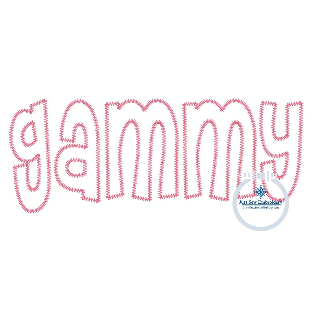 Gammy Applique Embroidery Design ZigZag Stitch Grandma Mother's Day Gift 8x12 Hoop