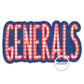 Generals Double Layer Applique Embroidery Design Zigzag Edge Three Sizes 8x8, 6x10, and 7x12 Hoop