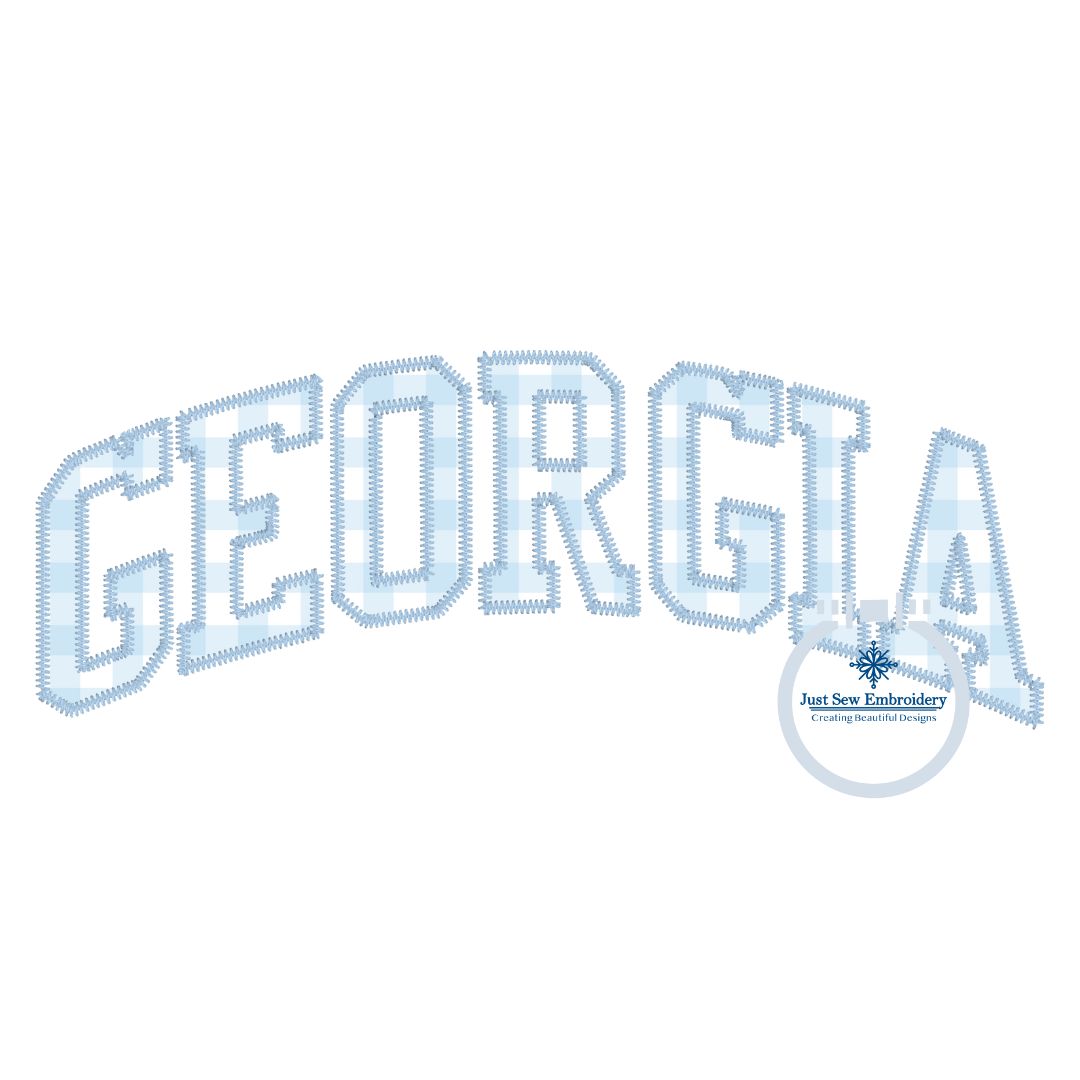Georgia Arched Applique ZigZag Stitch Embroidery Design GA 8x12 Hoop Varsity Font