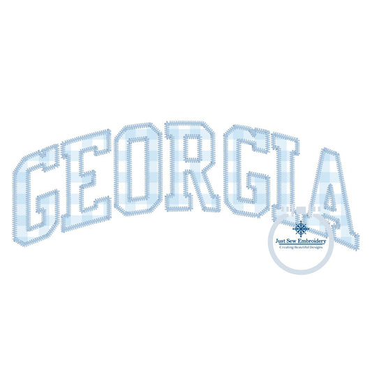 Georgia Arched Applique ZigZag Stitch Embroidery Design GA 8x12 Hoop Varsity Font