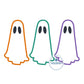 Ghost Trio Applique Embroidery Design Satin Stitch Filled Eyes Halloween Five Sizes 5x7, 8x8, 9x9, 6x10, and 7x12 Hoops