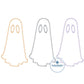 Ghost Trio Applique Embroidery Design Blanket Stitch Halloween Five Sizes 5x7, 8x8, 9x9, 6x10, and 7x12 Hoops