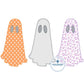 Ghost Trio Applique Embroidery Design Blanket Stitch Halloween Five Sizes 5x7, 8x8, 9x9, 6x10, and 7x12 Hoops