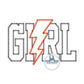 Girl Power Applique Embroidery Design Lightning Bolt Zigzag Edge Stitch Three Sizes 5x7, 6x10, and 8x12 Hoop