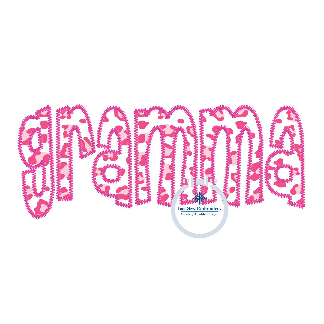 Gramma Applique Embroidery Design ZigZag Stitch Grandma Grandmother Mother's Day Gift 8x12 Hoop