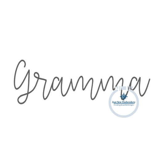 GRAMMA Script Embroidery Design Grandma Grandmother One Size 8x12 Hoop