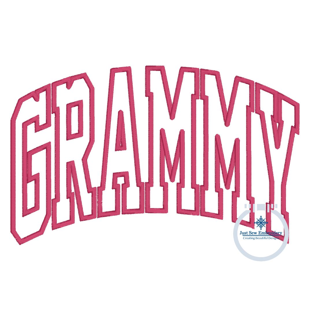 Grammy Arched Satin Applique Embroidery Design Three Sizes 8x8, 6x10, 8x12 Hoop