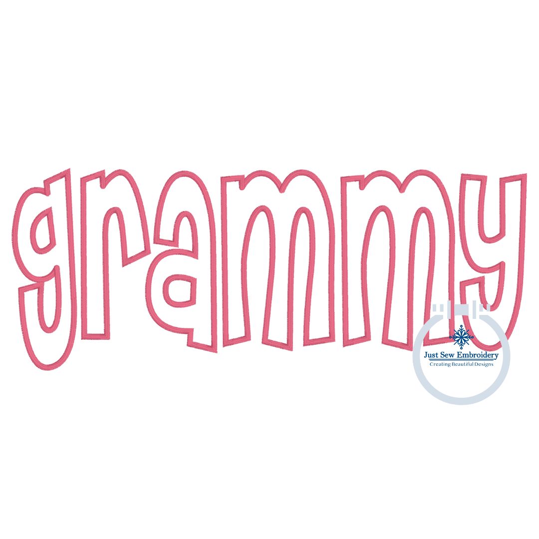 Grammy Applique Embroidery Design Satin Stitch Edge Grandma Mother's Day Gift Two Sizes 5x7 and 8x12 Hoop