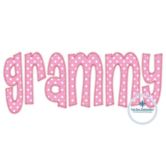 Grammy Applique Embroidery Design ZigZag Stitch Edge Grandma Mother's Day Gift Two Sizes 5x7 and 8x12 Hoop