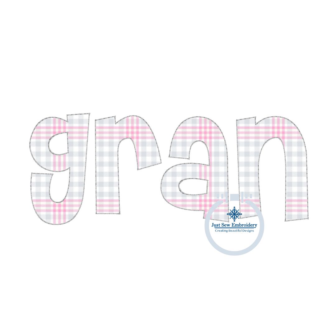 Gran Applique Embroidery Design Raggy Bean Stitch Edge Grandma Mother's Day Gift 8x12 Hoop