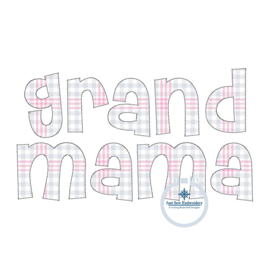 Grand Mama Applique Embroidery Design Raggy Bean Stitches Grandma Mother's Day Gift 8x12 Hoop