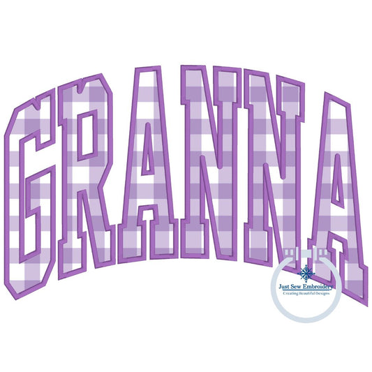 Granna Arched Satin Applique Embroidery Design Four Sizes 8x8, 6x10, 7x12, 8x12 Hoop