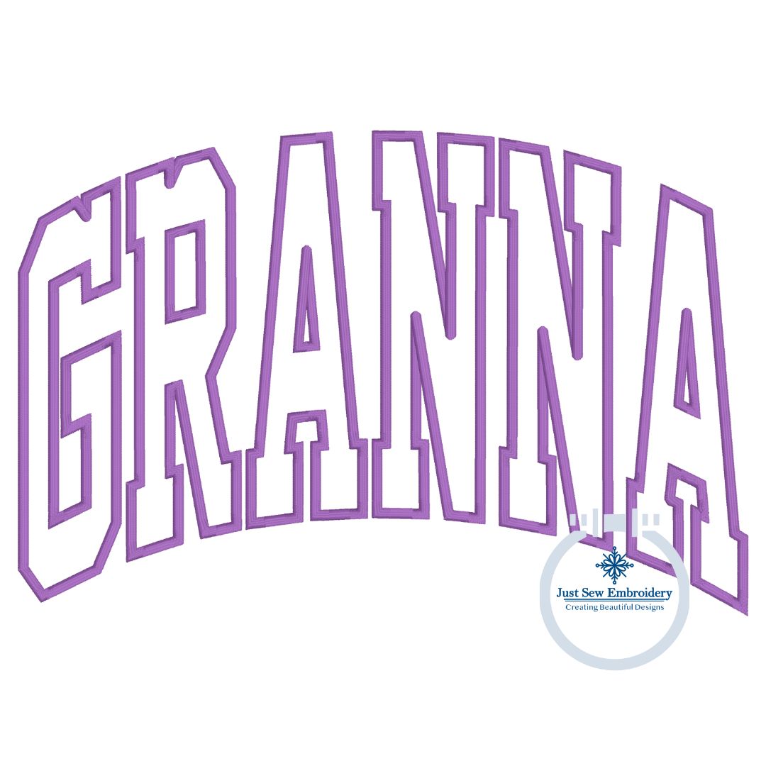 Granna Arched Satin Applique Embroidery Design Four Sizes 8x8, 6x10, 7x12, 8x12 Hoop