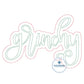 Grinchy Double Raggy Applique Embroidery Design Script Bean Stitch Edge Five Sizes: 5x7, 8x8, 6x10, 7x12, and 8x12 hoop