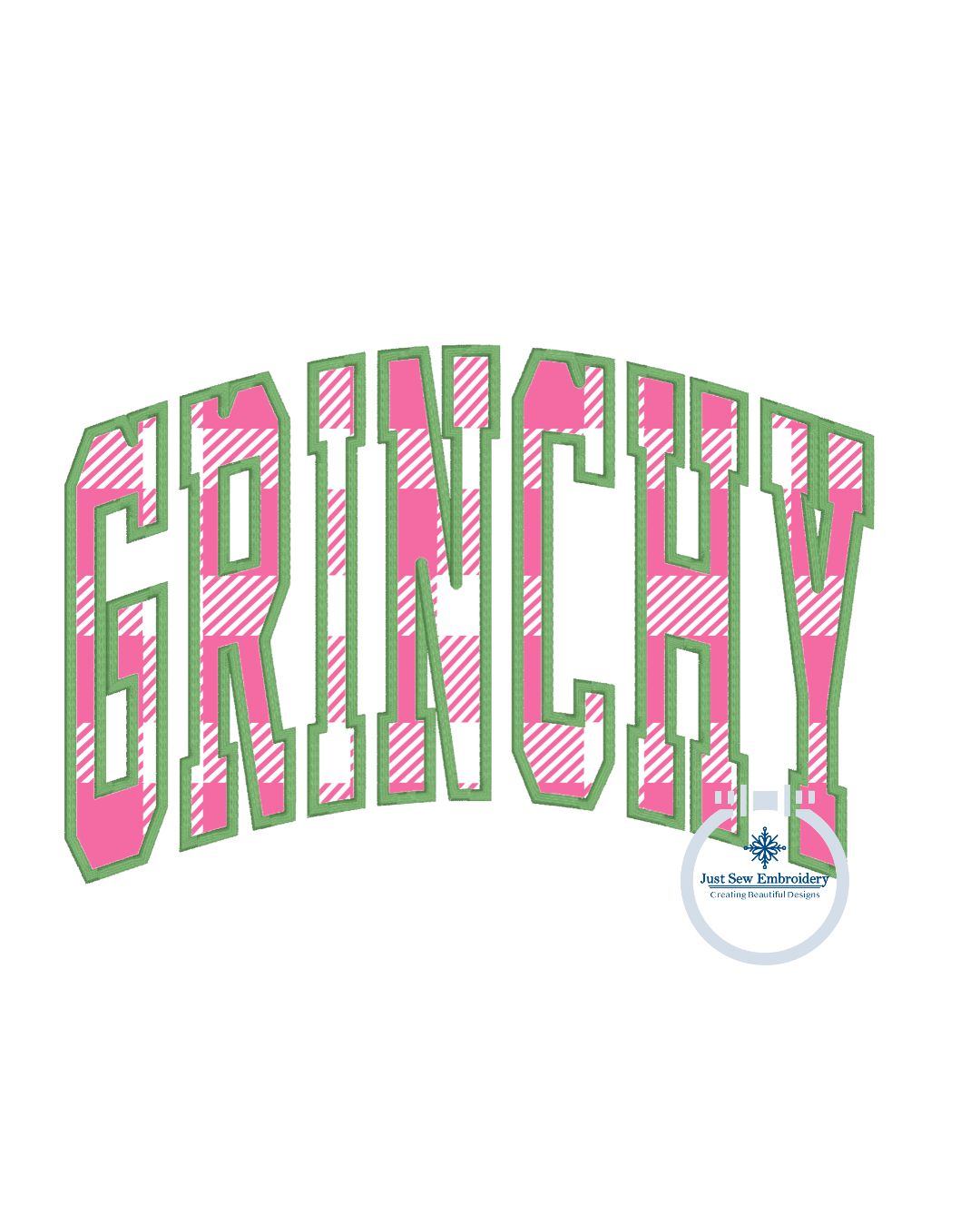 Grinchy Arched Satin Applique Embroidery Design Four Sizes: 9x9, 6x10, 7x12, and 8x12 hoop (Copy)