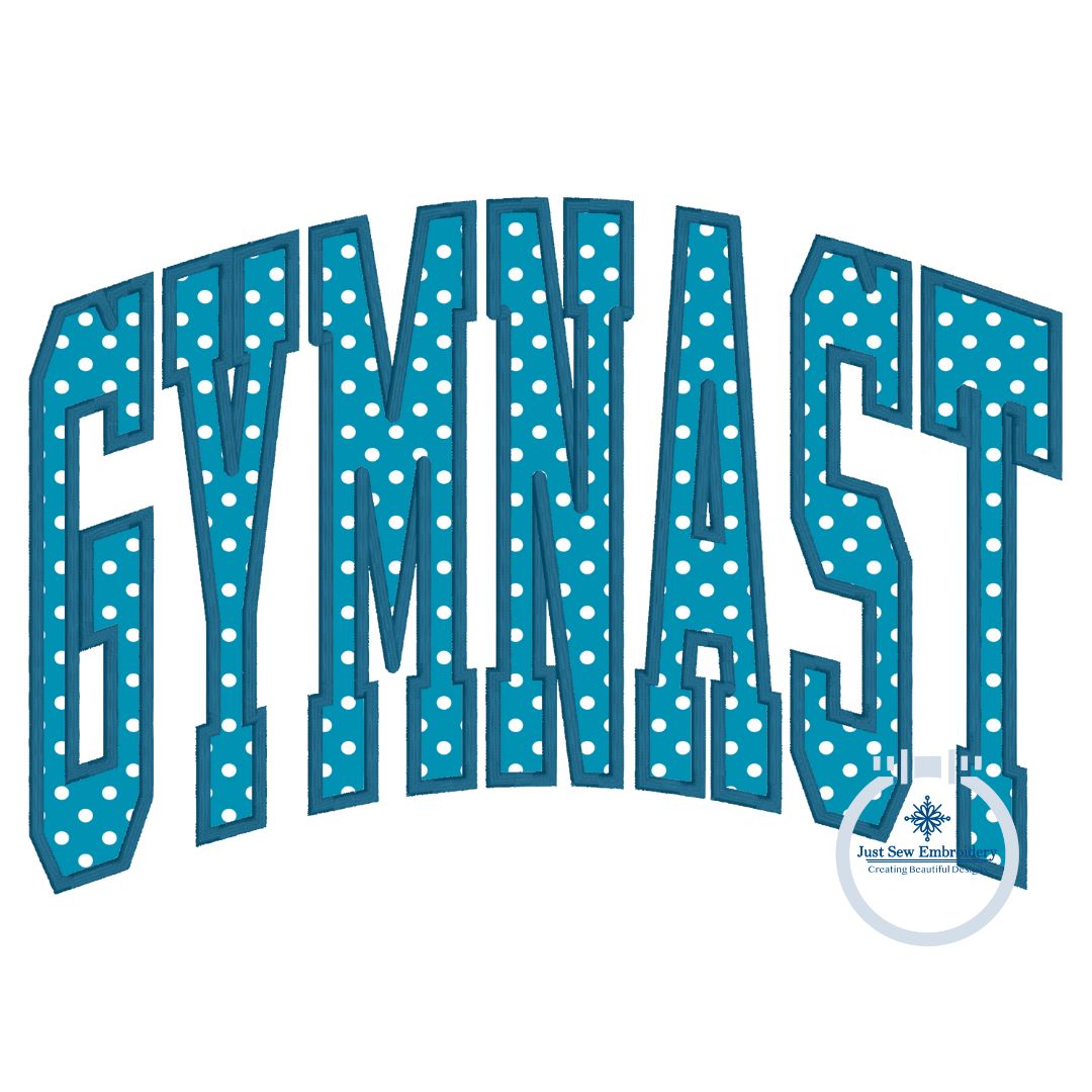 Gymnast Arched Satin Applique Embroidery Six Sizes 5x7, 8x8, 6x10, 9x9, 7x12, and 8x12 Hoop (Copy)