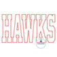 HAWKS Varsity Zigzag Applique Embroidery Design Six Sizes 7 inches - 12 inches wide