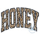 HONEY Arched Satin Applique Embroidery Machine Design Varsity Font Five Sizes 5x7, 8x8, 6x10, 7x12, and 8x12 Hoop