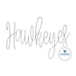HAWKEYES Chenille Yarn Script Embroidery Design Script Six Sizes 5x7, 8x8, 9x9, 6x10, 7x12, and 8x12 Hoop