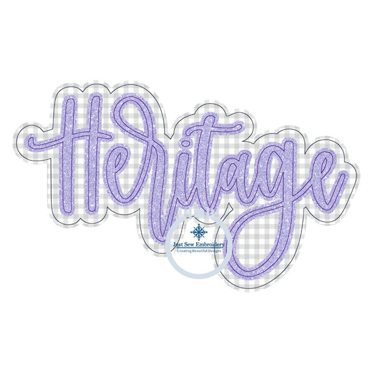 Heritage Double Raggy Applique Embroidery Two Layer Bean Stitch Design Four Sizes 5x7, 8x8, 6x10, and 7x12 Hoops