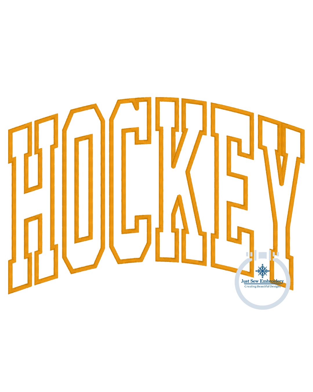 Hockey Arched Satin Applique Machine Embroidery Design Five Sizes 5x7, 8x8, 6x10, 7x12, and 8x12 Hoop