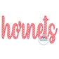 HORNETS Script Zigzag Applique Embroidery Design Two Sizes 6x10 and 7x12 Hoop