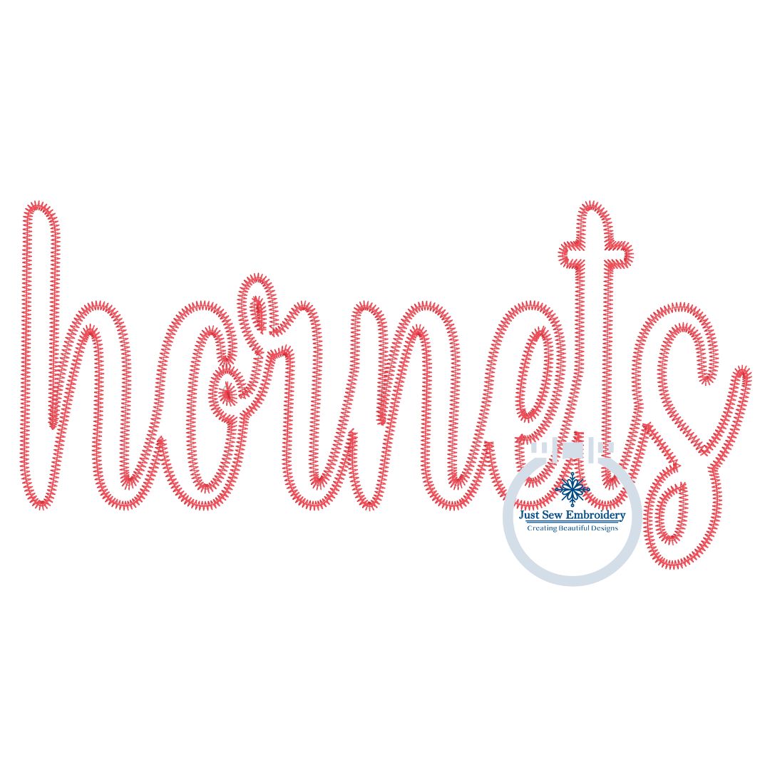 HORNETS Script Zigzag Applique Embroidery Design Two Sizes 6x10 and 7x12 Hoop