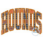 HOUNDS Arched Satin Applique Embroidery Design Machine Embroidery Five Sizes 5x7, 8x8, 6x10, 7x12, and 8x12 Hoop