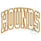 HOUNDS Arched Satin Applique Embroidery Design Machine Embroidery Five Sizes 5x7, 8x8, 6x10, 7x12, and 8x12 Hoop