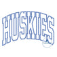 HUSKIES Arched Applique Embroidery Design Machine Embroidery Satin Edge Six Sizes 5x7, 8x8, 6x10, 9x9, 7x12, and 8x12 Hoop