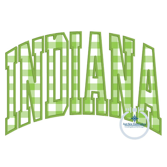 Indiana Arched Satin Applique Embroidery Design IN Three Sizes 6x10, 7x12, and 8x12 Hoop