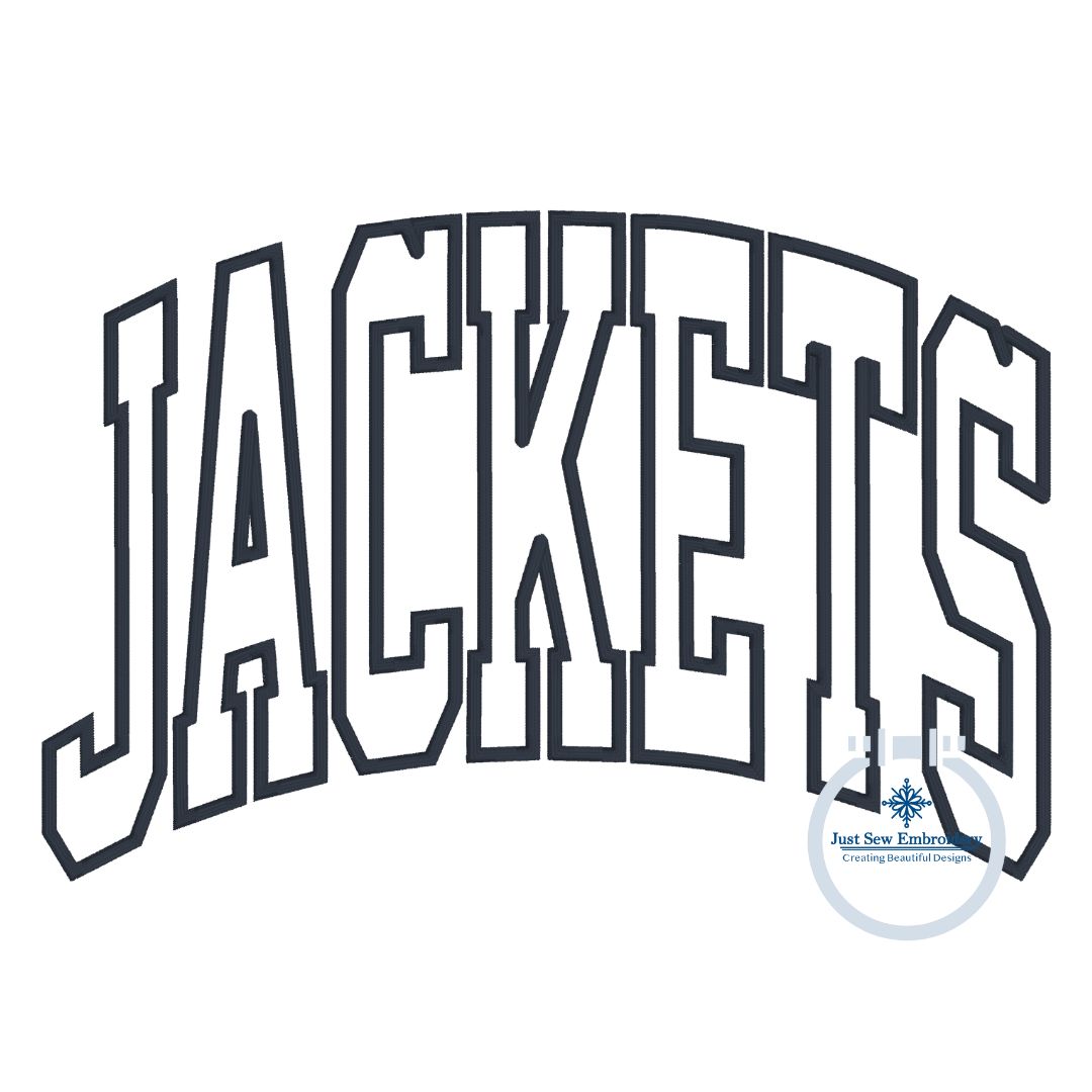 JACKETS Arched Applique Embroidery Design Machine Embroidery Satin Edge Four Sizes 9x9, 6x10, 7x12, 8x12 Hoop